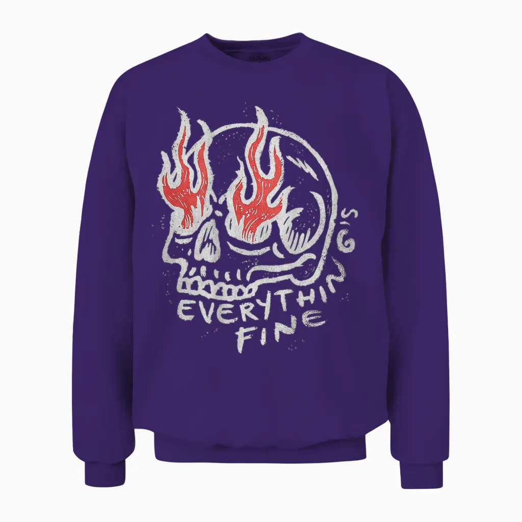 Backprint Streetwear Mode Vintage Damen Herren Schädel Skull Unisex Sweatshirt in Purple