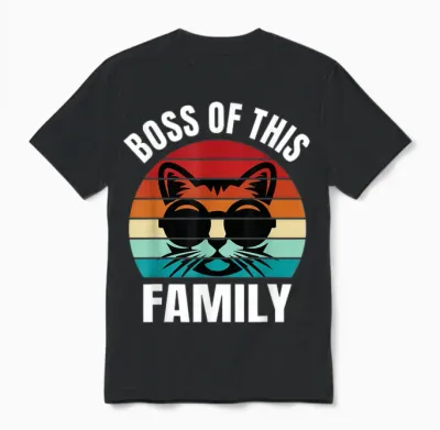 Boss of This Family Retro-Katze Unisex T-Shirt - Black