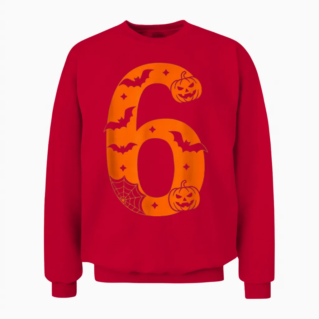 Number 6 Funny Six Seven Meme Halloween Unisex Sweatshirt in Red