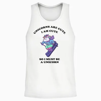 Einhorn Loves Winter Sports Unisex Tank Top - White
