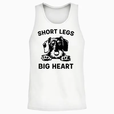 Funny Dachshund Hard Haired Short Legs Big Heart Unisex Tank Top - White