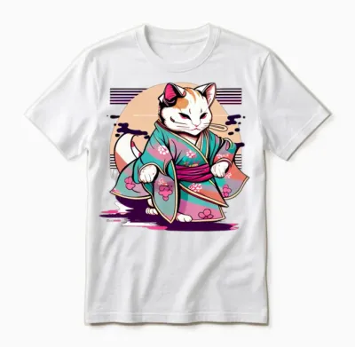 Cat Kimono Unisex T-Shirt - White