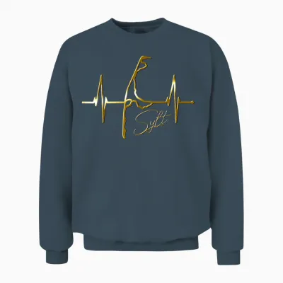 Sylt Skyline Herzschlag Nordsee Herz Nordfriesen I Love Sylt Unisex Sweatshirt - Dark Heather