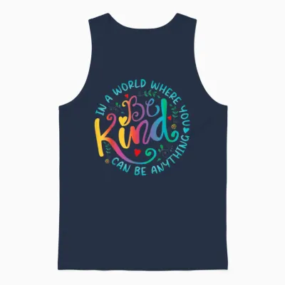 Be Kind Positive Quote Choose Kindness Floral Men Women Unisex Tank Top - Navy