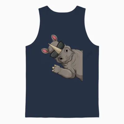 Nashorn Kinder Jungen Damen Unisex Tank Top - Navy