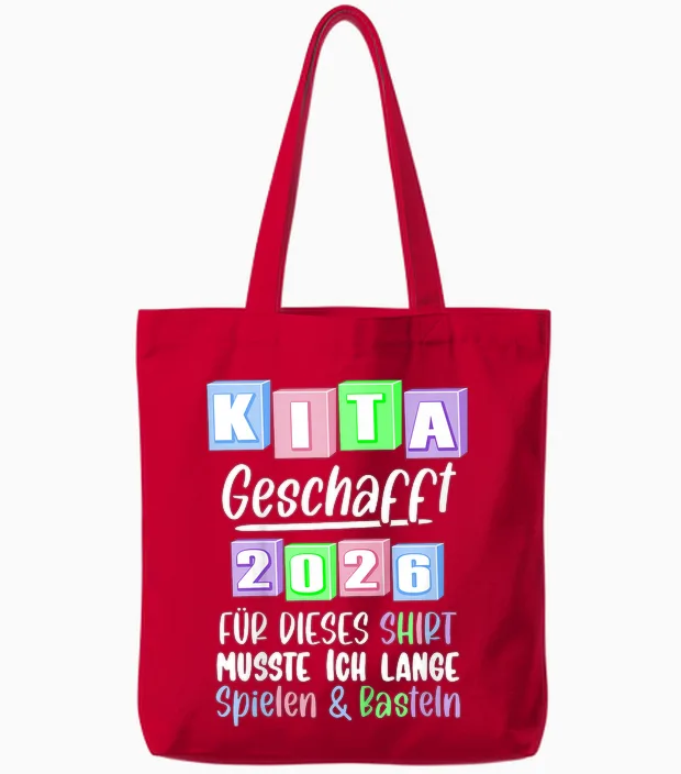Kinder Kita Abgänger 2026 Kindergarten Geschafft Tote Bags in Red