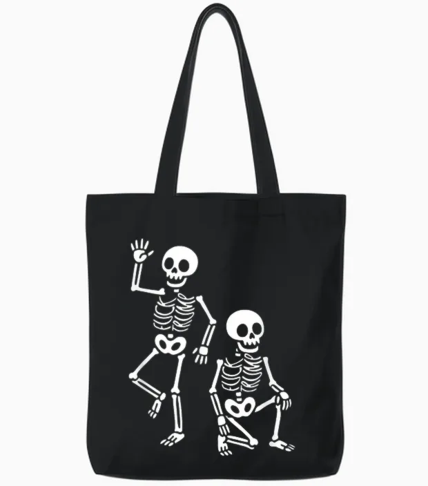 Funny Halloween Trump Skeleton Trump Tote Bags in Black