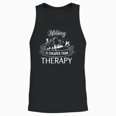 Hiking Is Cheaper Than Therapy, Hiking Unisex Tank Top - Black