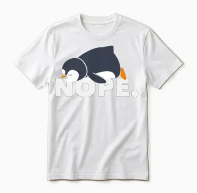 Lazy Penguin Relaxed Nope Gift Unisex T-Shirt - White