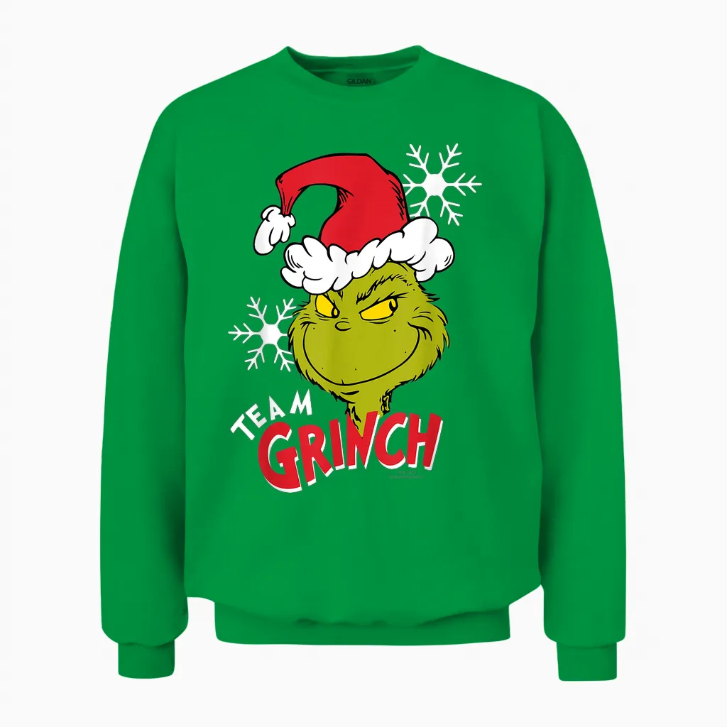 Grinch - Side Eye T-Shirt, Black, S Unisex Sweatshirt in Irish Green