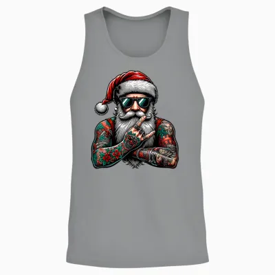 Tattooed Santa Claus Inked Xmas Men & Women Ugly Christmas Unisex Tank Top - Sport Grey
