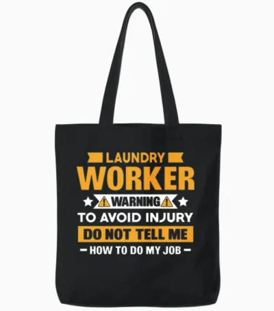 Laundry Worker Funny Laundry Attendant Tote Bags - Black
