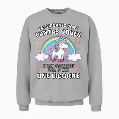 Unicorns Are Fantastic Unicorn Gift for Adult Humor T-Shirt, Black Unisex Sweatshirt - Ash