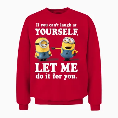 Despicable Me Minions Laugh at Yourself Graphic Unisex Sweatshirt - Red