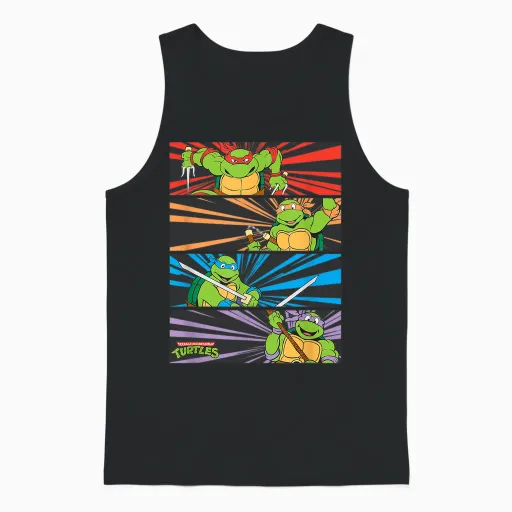 Mademark X Teenage Mutant Ninja Turtles - Raphael, Michaelangelo, Donatello and Leonardo Retro Style Unisex Tank Top in Black