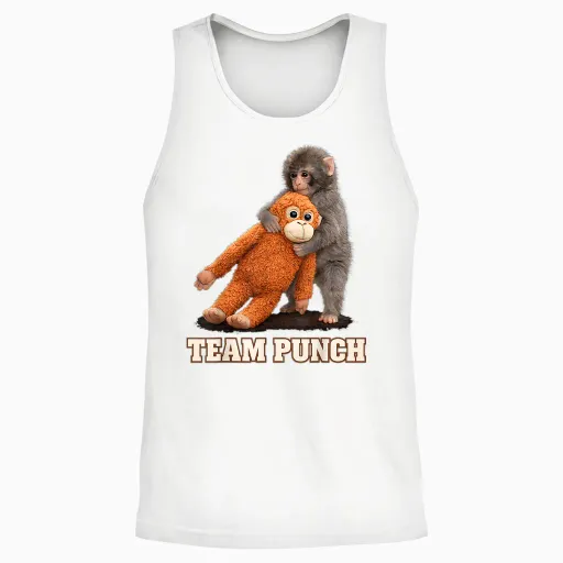 Adorable Monkey Punch Baby Graphic Team Punch Big Love Gifts Unisex Tank Top - White