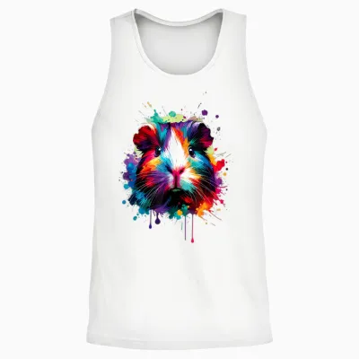 Colourful Splash Art Guinea Pig Lovers Guinea Pig T-Shirt, Black Unisex Tank Top - White