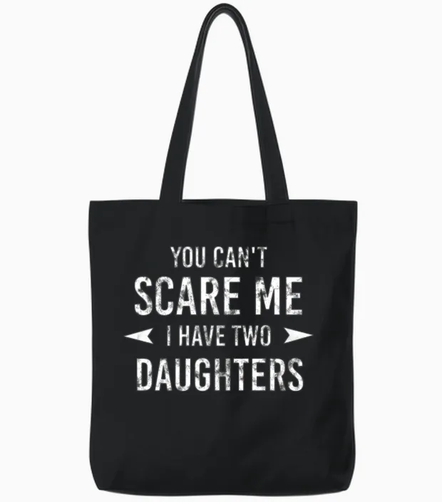 Father Two Daughters Dad Gift Tote Bags in Black