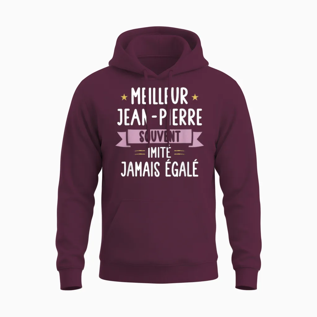 Unique Man Gift Humour Personalised Name Jean-Pierre T-Shirt, Black, S Unisex Hoodie in Maroon