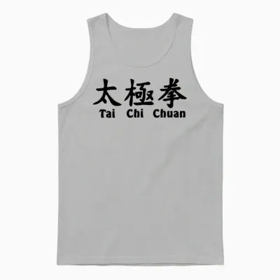 Tai Ji Quan Script Horizontal with Text Unisex Tank Top - Ash