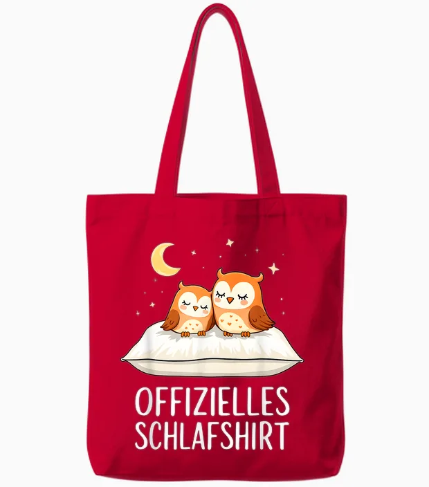 Official Sleep Shirt Owl Owls T-Shirt, Black Tote Bags in Red