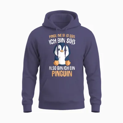 Penguins Are Cute Girls Kids Ladies Penguin T-Shirt, Black Unisex Hoodie - Heather Sport Dark Navy