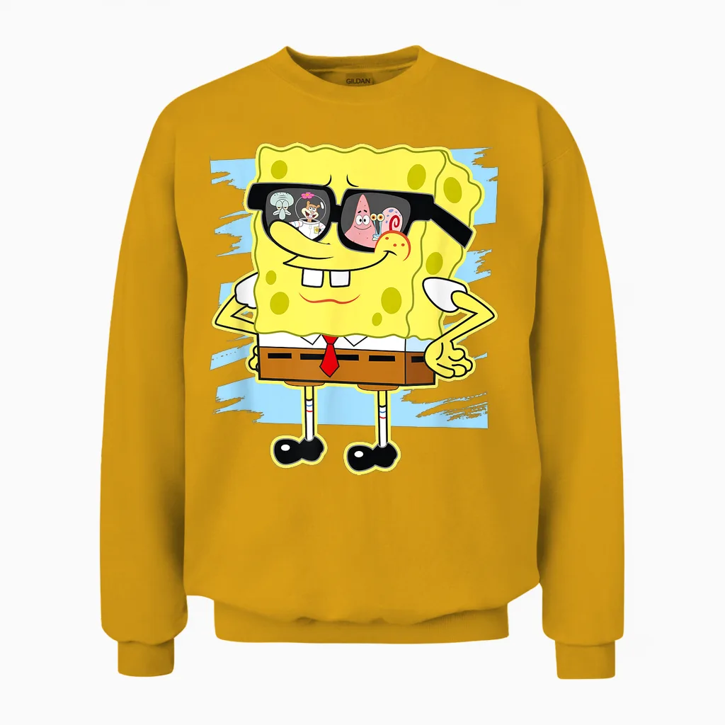 Mademark X Spongebob Squarepants - Spongebob - Reflection in Sunglasses Unisex Sweatshirt in Gold