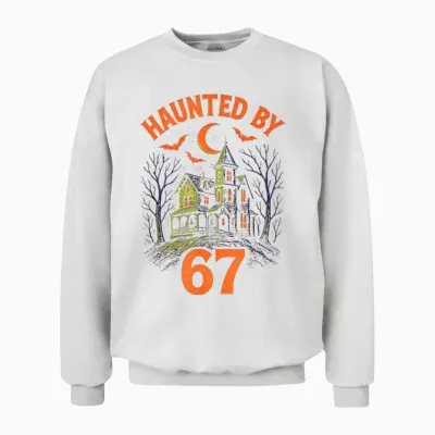 67 Halloween Costume Brainrot Teacher 6-7 Meme Six Seven Unisex Sweatshirt - White