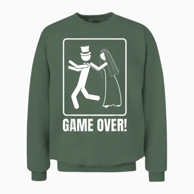 Groom Groom Stag Party Game Over T-Shirt, Black, S Unisex Sweatshirt - Military Green