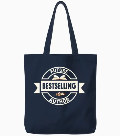 Future Bestselling Author Writer Book Novel Tote Bags in Navy