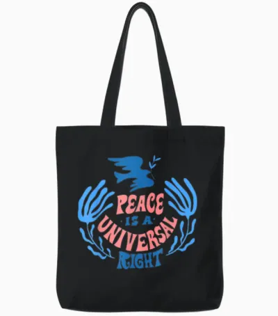 Peace Frieden Friedenstaube Spruch Damen Kinder Herren Tote Bags - Black