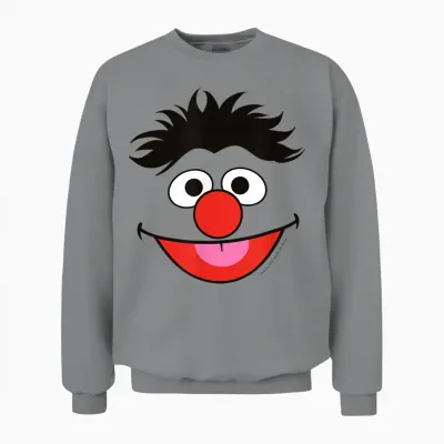 Sesame Street Ernie Character Face Unisex Sweatshirt - Sport Grey
