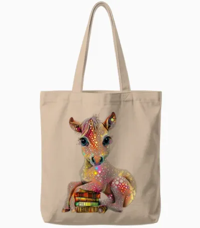Literary Foal: a Pointillism Tale of Wisdom Tote Bags - Natural