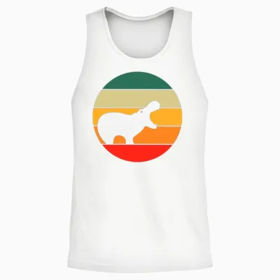 Retro Hippo Unisex Tank Top - White
