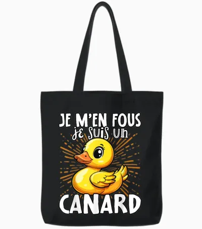 Je M'en Fous Je Suis Un Canard - Sweet Duck T-Shirt, Black, S Tote Bags - Black