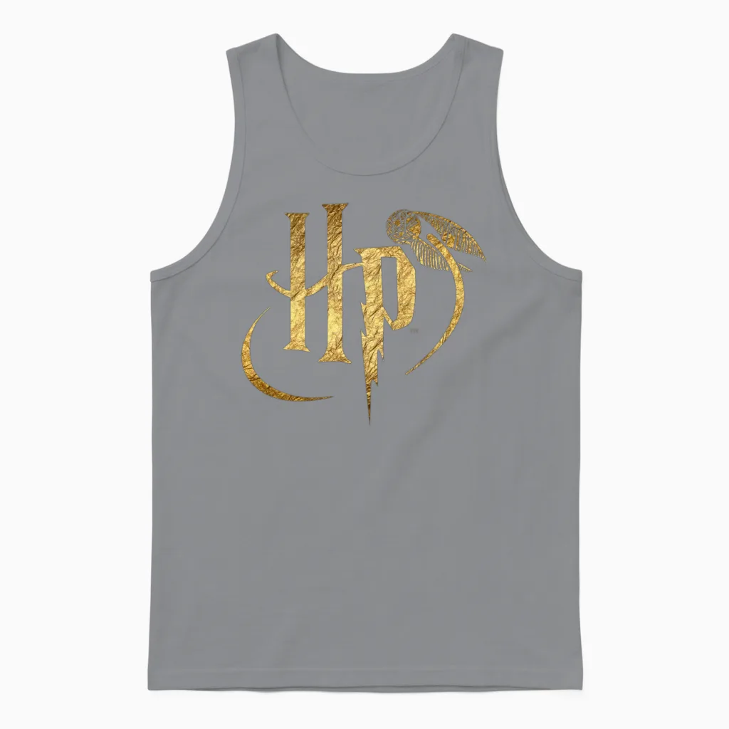 Harry Potter Logo Gold Unisex Tank Top in Sport Grey