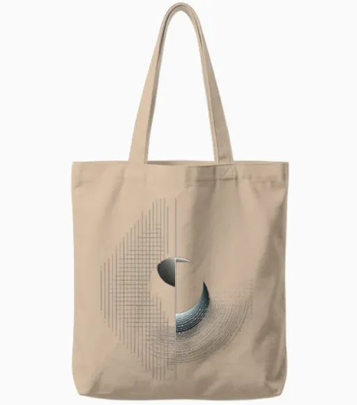 Mond Pixel Kunst Grafik Geometrisches Motiv Mond Tote Bags in Natural