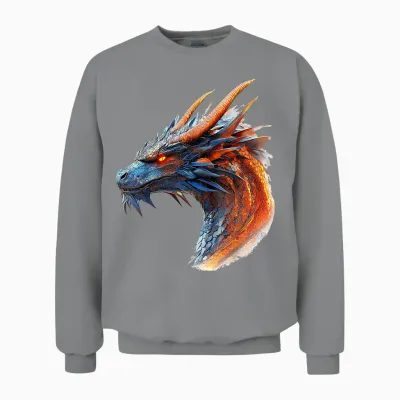 Dragon Drake Mythical Illustration Dragon Drake T-Shirt, White, S Unisex Sweatshirt - Sport Grey