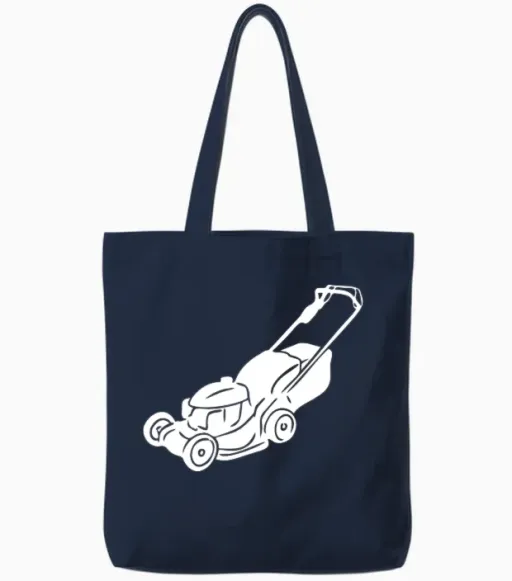 Gardening Mower Gardener Lawn Design Vector Tote Bags in Navy