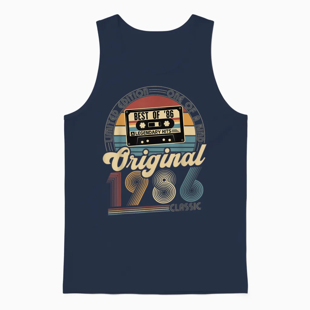 Original 1986 Vintage Birthday 40 Years for Men Women Unisex Tank Top in Navy
