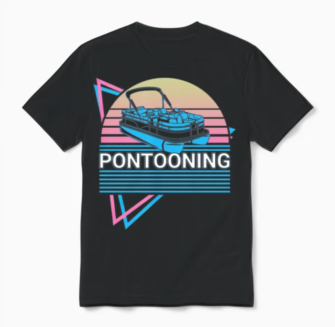 Pontooning Poonton Boat Retro Unisex T-Shirt - Black