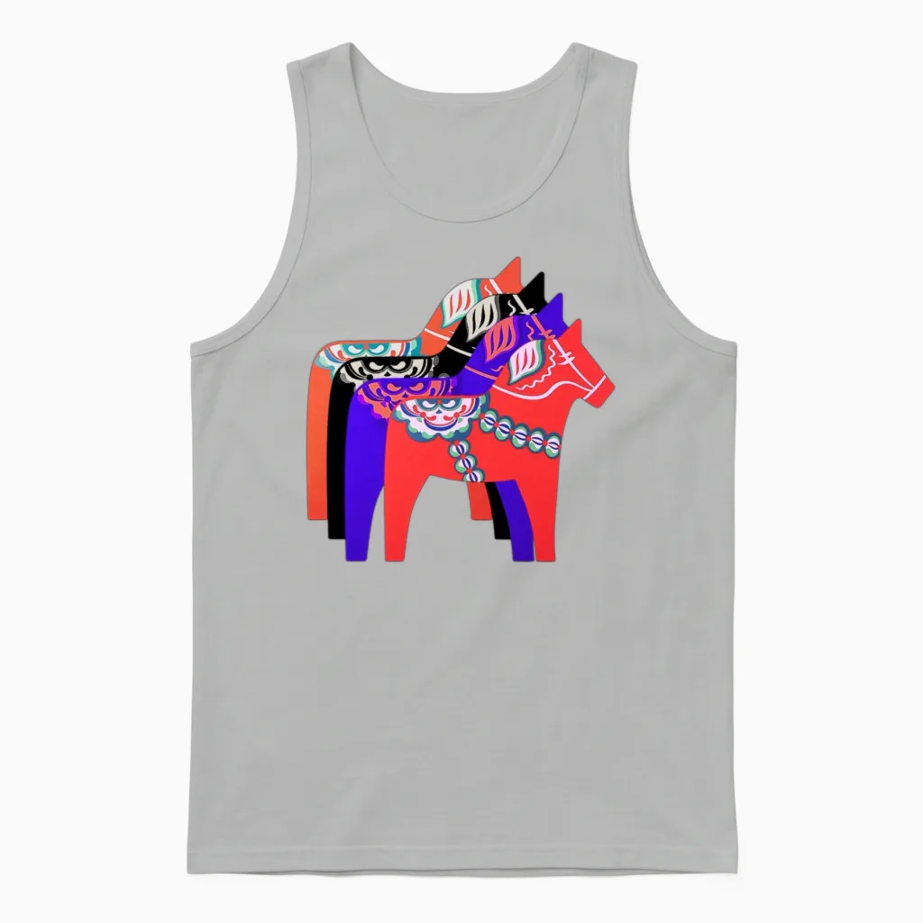 Dalarna Horse Lovers Unisex Tank Top in Ash