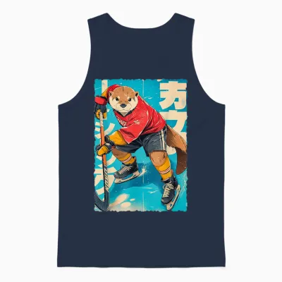 Manga Amusant - Joueur De Hockey Sur Glace - Art Japonais - Loutre - Pour Enfants Unisex Tank Top - Navy