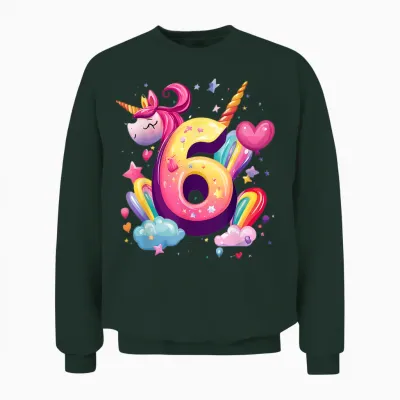 6th Birthday Girl Unicorn 6 Years Old for Kids 6th Birthday Unisex Sweatshirt - Forest
