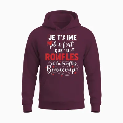 I Love You More Loud Than You Snoring Humor Couple Love Unisex Hoodie - Maroon