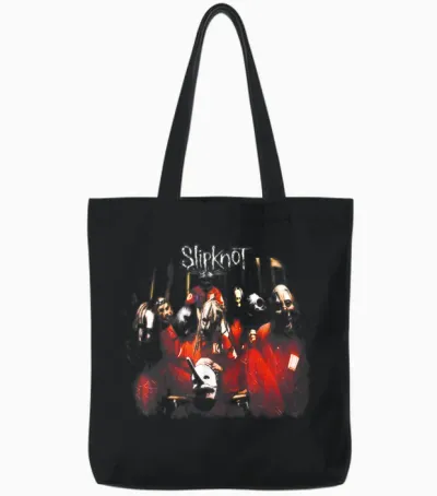 Slipknot Official Self Titled T-Shirt - Men's Black Small Crew Neck Short Sleeve Tote Bags - Black
