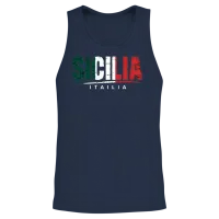 Sicilia Italia - Sicilian Pride, Italian Heritage Unisex Tank Top - Navy – 2