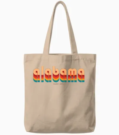 Alabama Retro Tote Bags - Natural