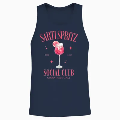 Sarti Spritz Social Club Team Pink Aperitif Backprint Unisex Tank Top - Navy