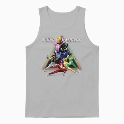 Power Rangers Rainbow Pyramid Retro Action Portrait T-Shirt Small Unisex Tank Top - Ash